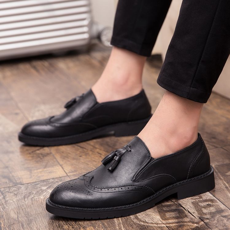 Pu Round Toe Slip-on Herrskor