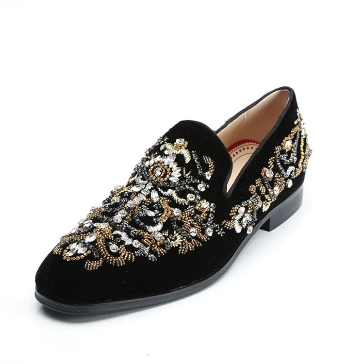 Rhinestone Round Toe Oxfords För Män