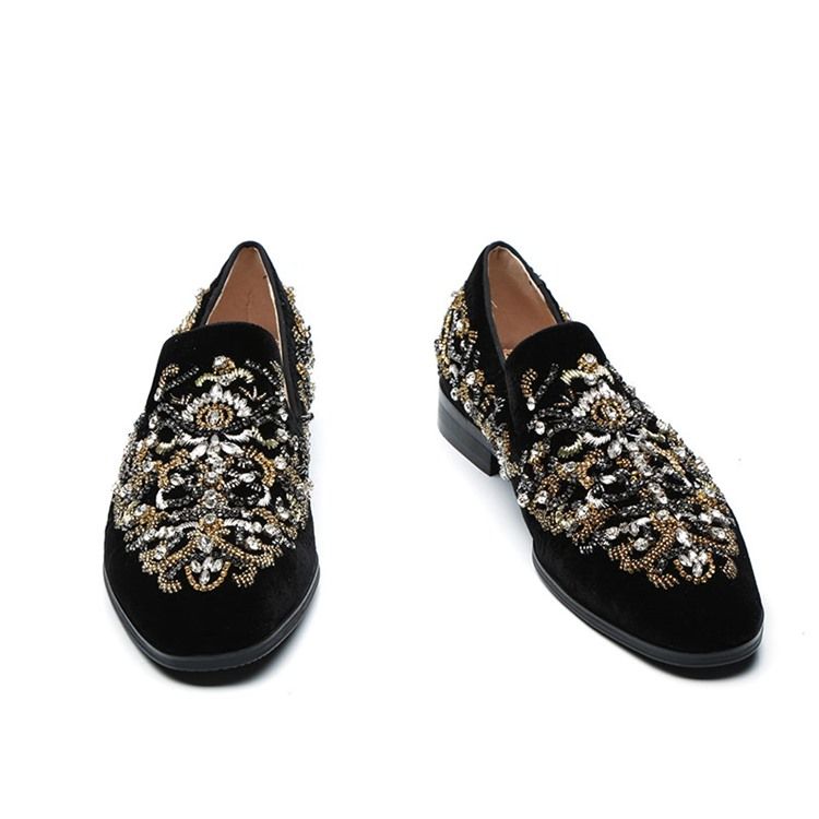 Rhinestone Round Toe Oxfords För Män