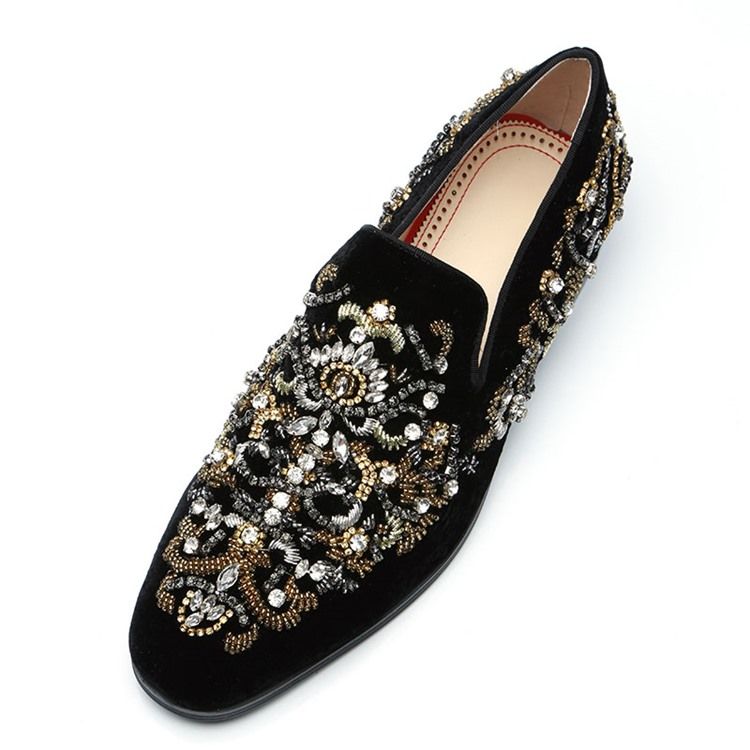 Rhinestone Round Toe Oxfords För Män