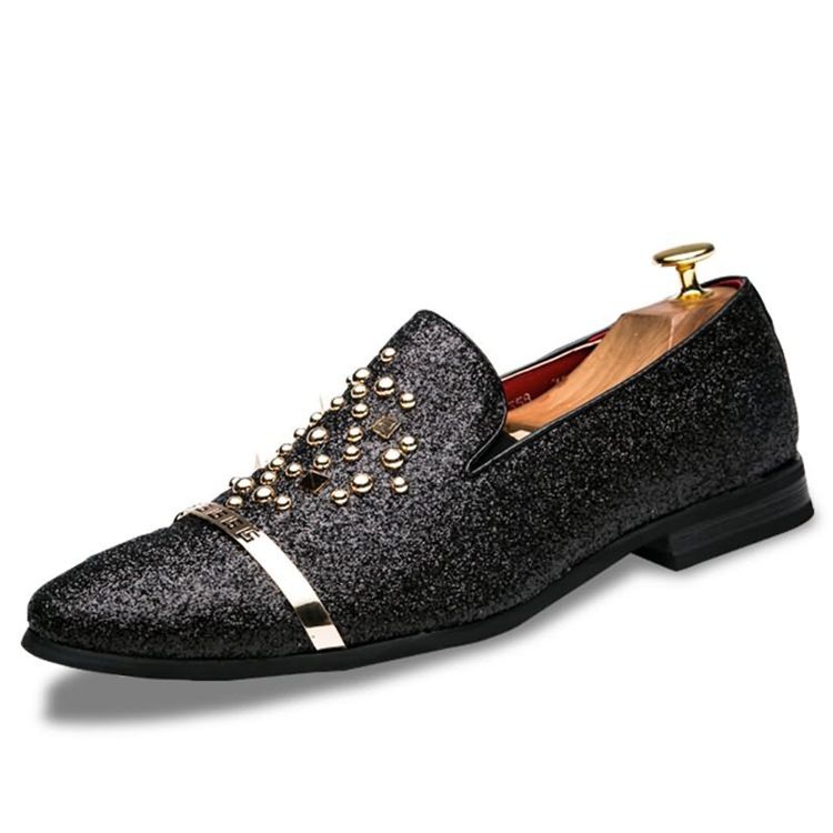 Sequin Rivet Pointed Toe Slip-on Herrskor