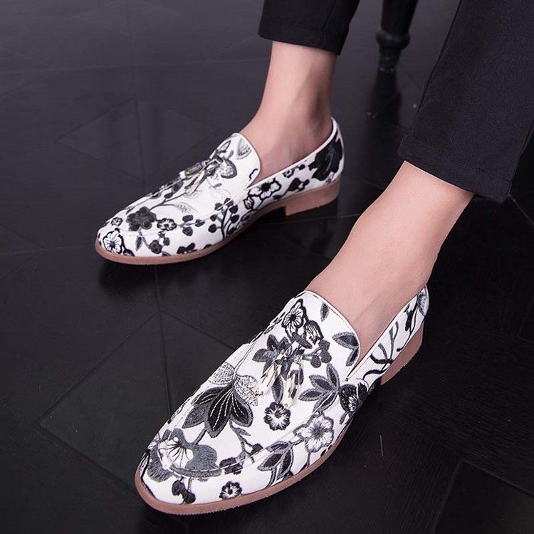 Slip-on Color Block Round Toe Herrskor