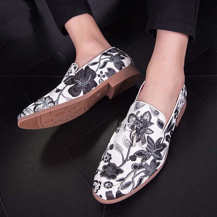 Slip-on Color Block Round Toe Herrskor