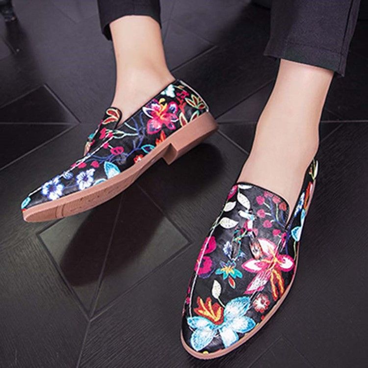 Slip-on Color Block Round Toe Herrskor