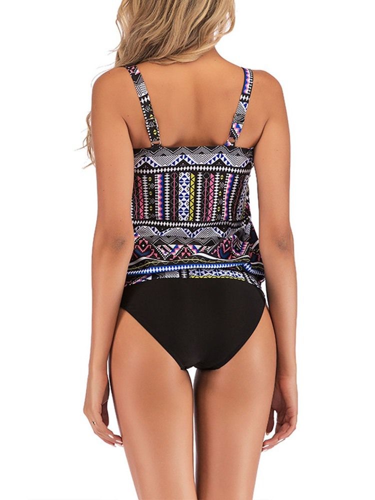 Färgglada Geometriska Tankini-set Badkläder För Kvinnor