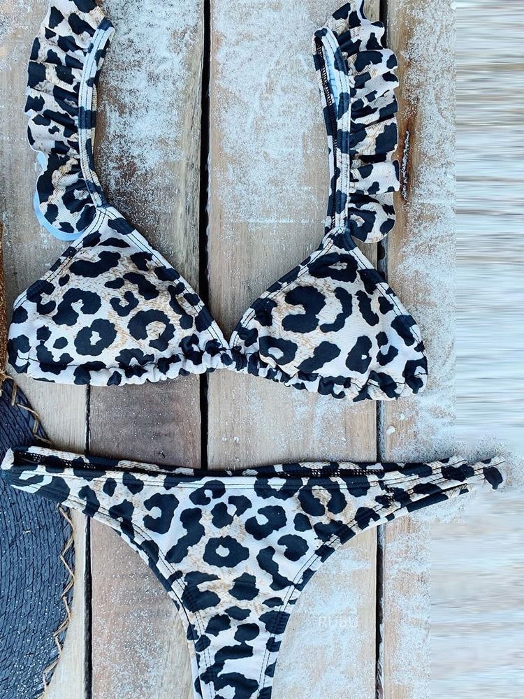 Falbala Leopard Bikini Set Badkläder