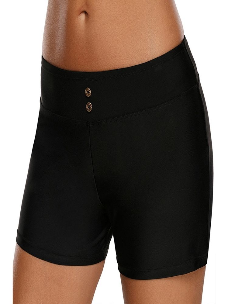 Plain Button-shorts För Kvinnor