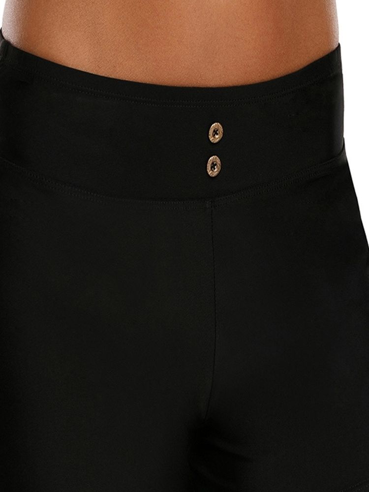 Plain Button-shorts För Kvinnor