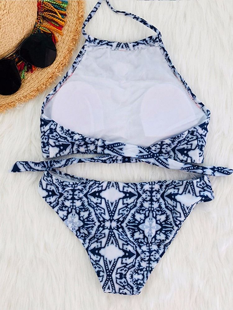 Tankini Set Beach Look Print Badkläder För Kvinnor