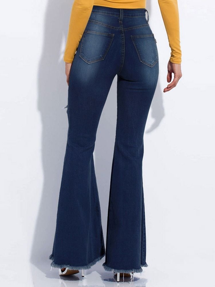 Bellbottoms Hole Gradient Zipper Slim Jeans För Kvinnor