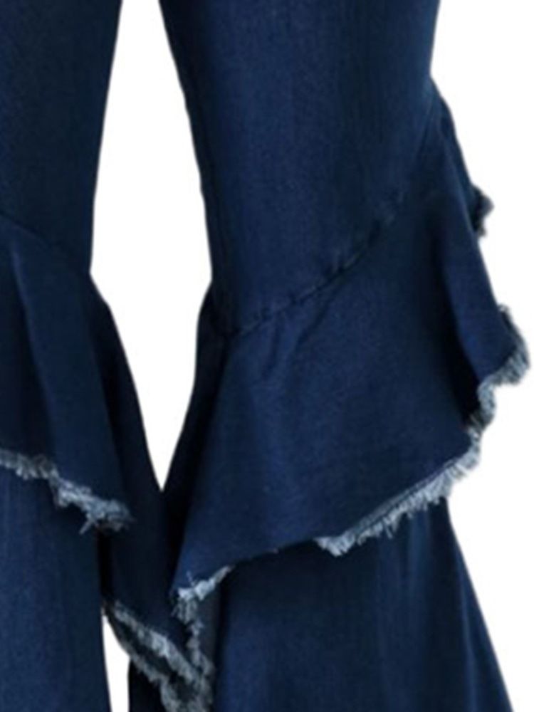 Bellbottoms-knapp För Kvinnor Vanligt Smal Jeans Med Hög Midja