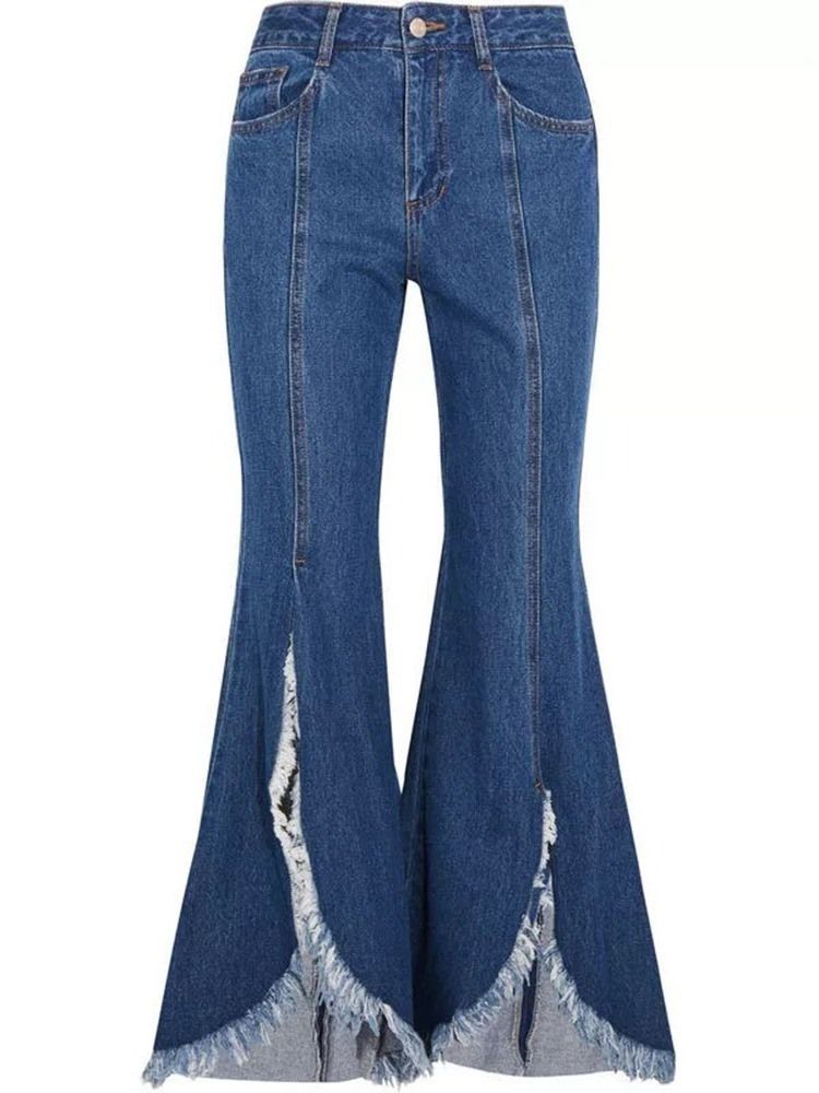 Bellbottoms Kvinnors Tvättbara Vanliga Smala Jeans Med Hög Midja