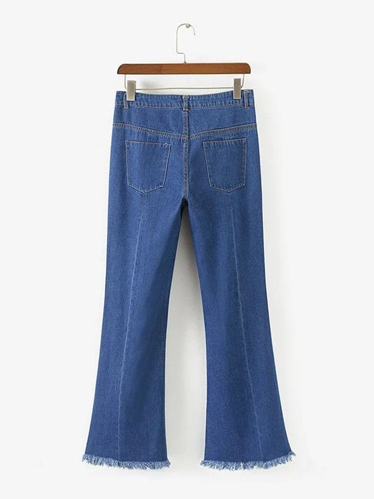 Bellbottoms Kvinnors Tvättbara Vanliga Smala Jeans Med Hög Midja