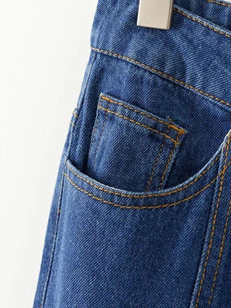 Bellbottoms Kvinnors Tvättbara Vanliga Smala Jeans Med Hög Midja