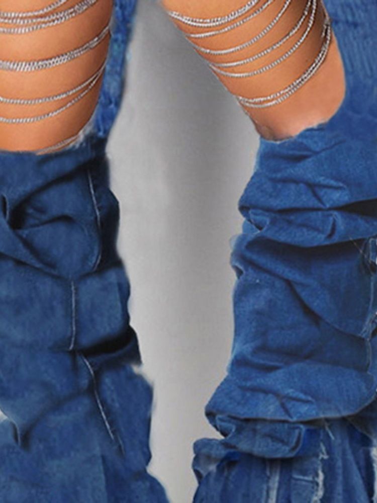 Bellbottoms Slät Jeans Med Hög Midja Och Hög Midja För Kvinnor