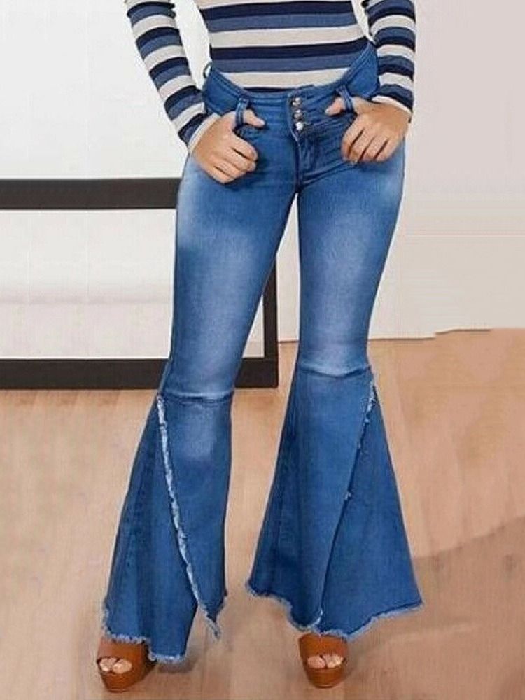 Bellbottoms Smala Jeans Med Hög Midja För Kvinnor