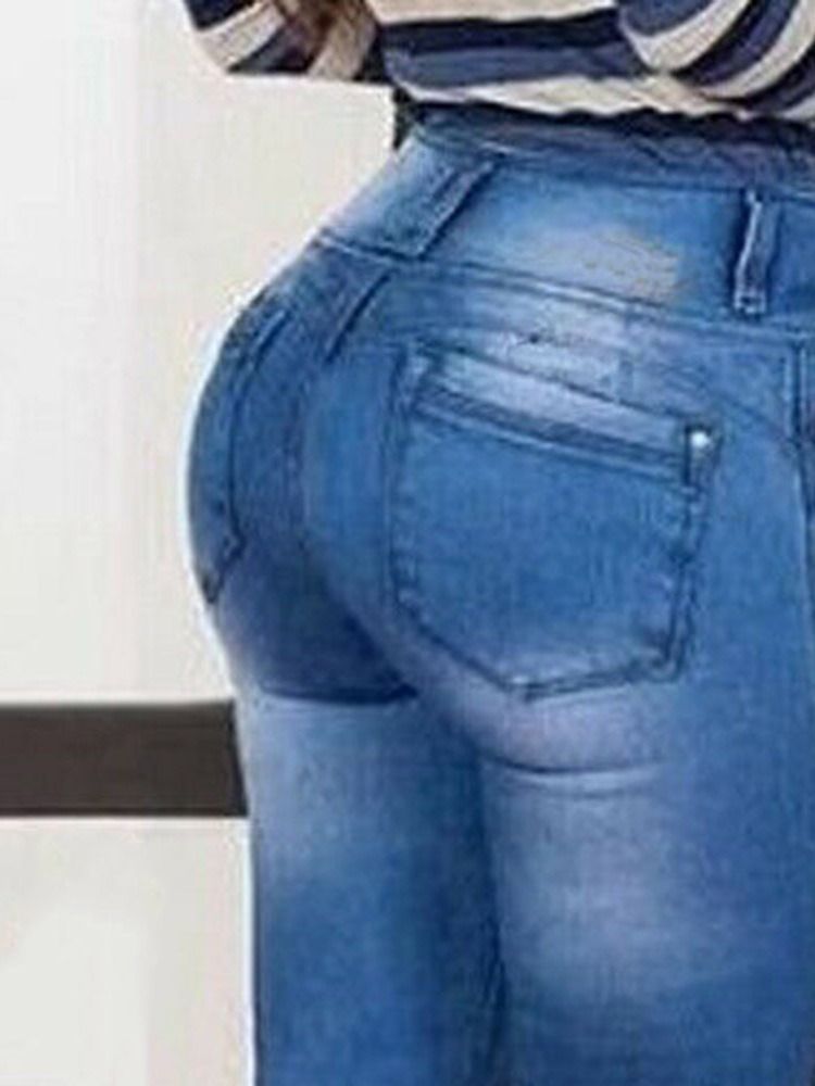 Bellbottoms Smala Jeans Med Hög Midja För Kvinnor