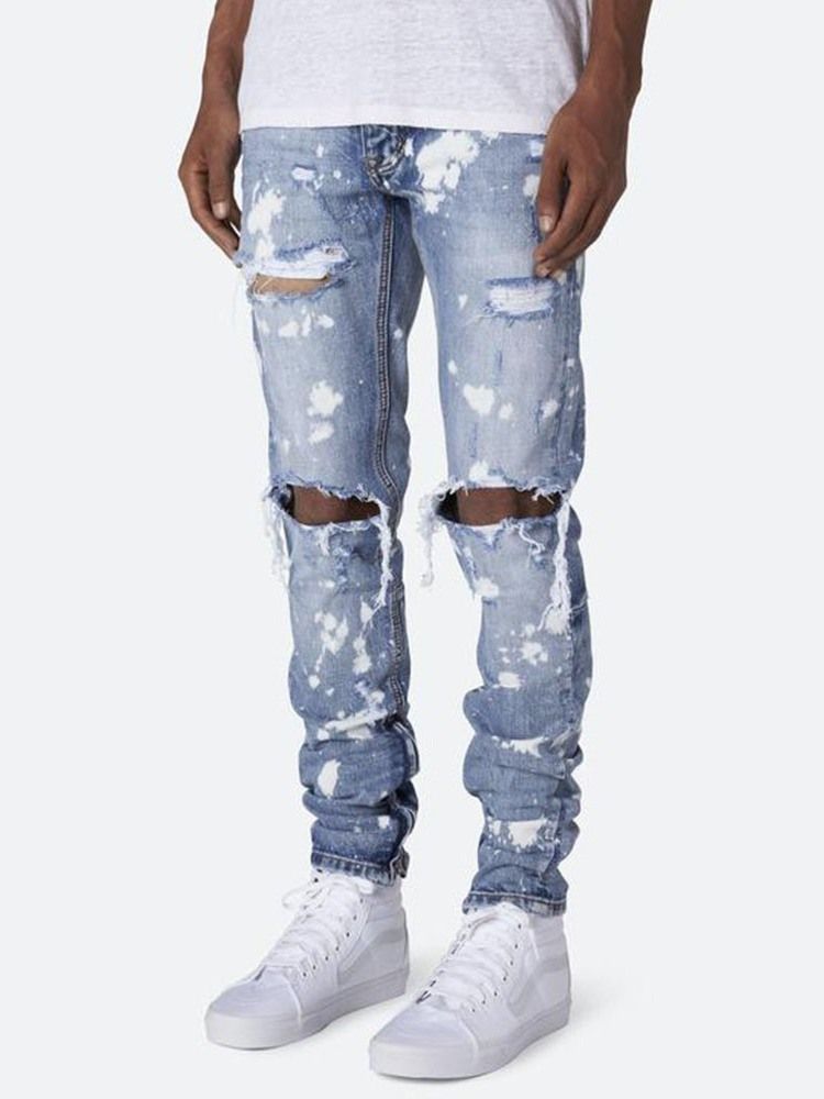 Blixtlås Casual Mid Waist Mens Jeans