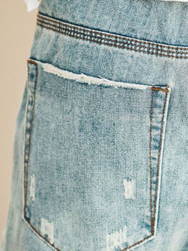 Dam Jeans Med Snörning Vanligt Elastiskt Fickor