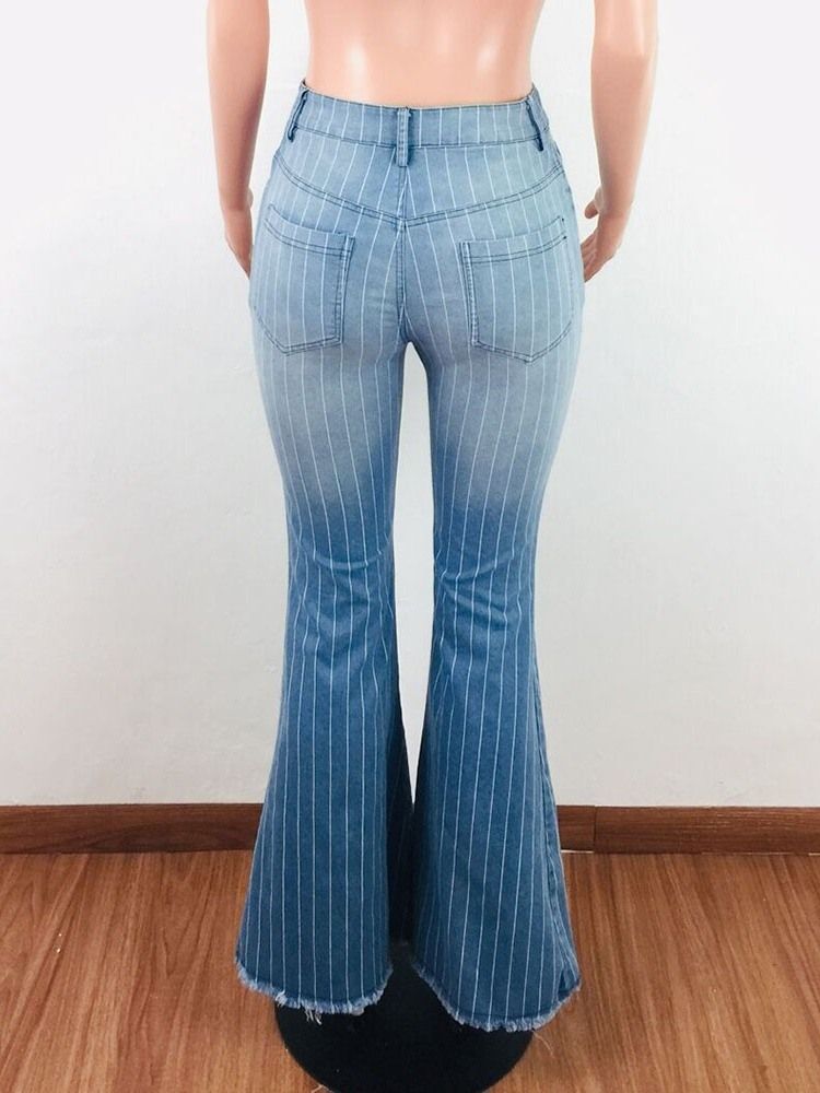 Dam Mode Stripe Bellbottoms Print Slim Zipper Jeans