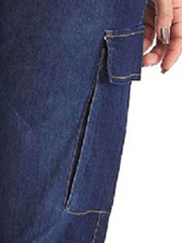 Dam Pocket Plain Knickerbockers Button Loose Jeans