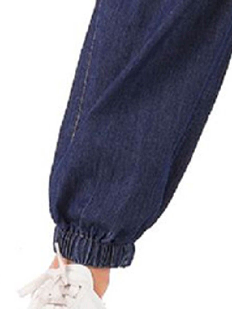 Dam Pocket Plain Knickerbockers Button Loose Jeans