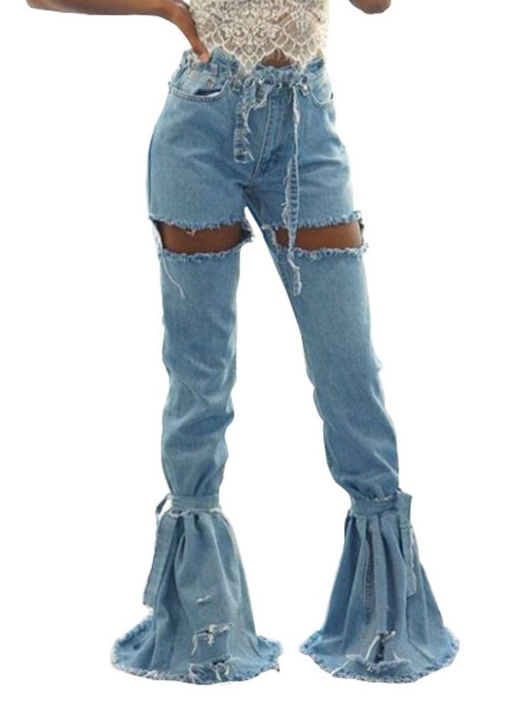 Damhål Vanligt Bellbottoms Slim High Waist Jeans