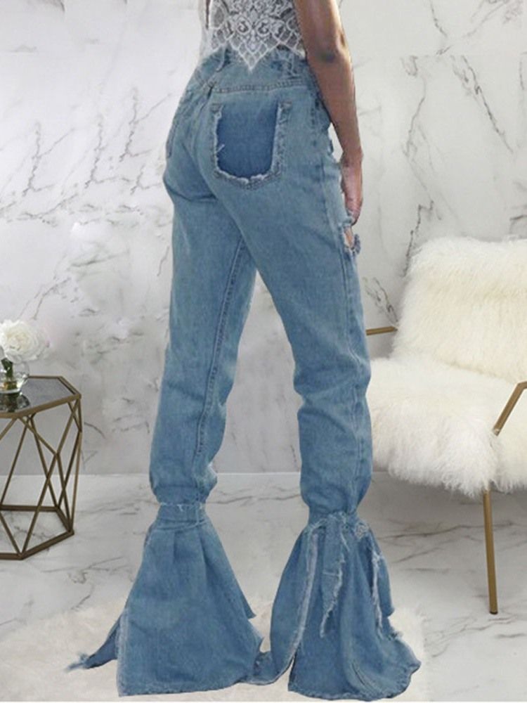 Damhål Vanligt Bellbottoms Slim High Waist Jeans