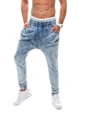 Gradient Straight Mid Waist Lace-up Men's Jeans