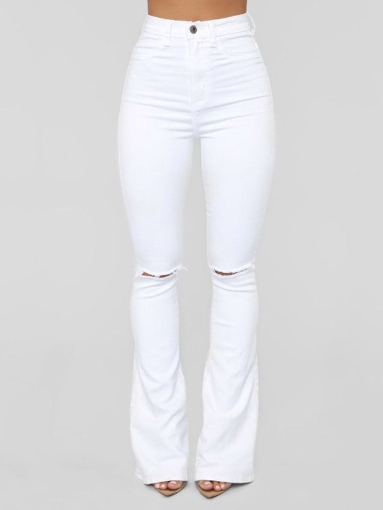 Hängslen För Kvinnor Plain Zipper Slim Bellbottoms Jeans