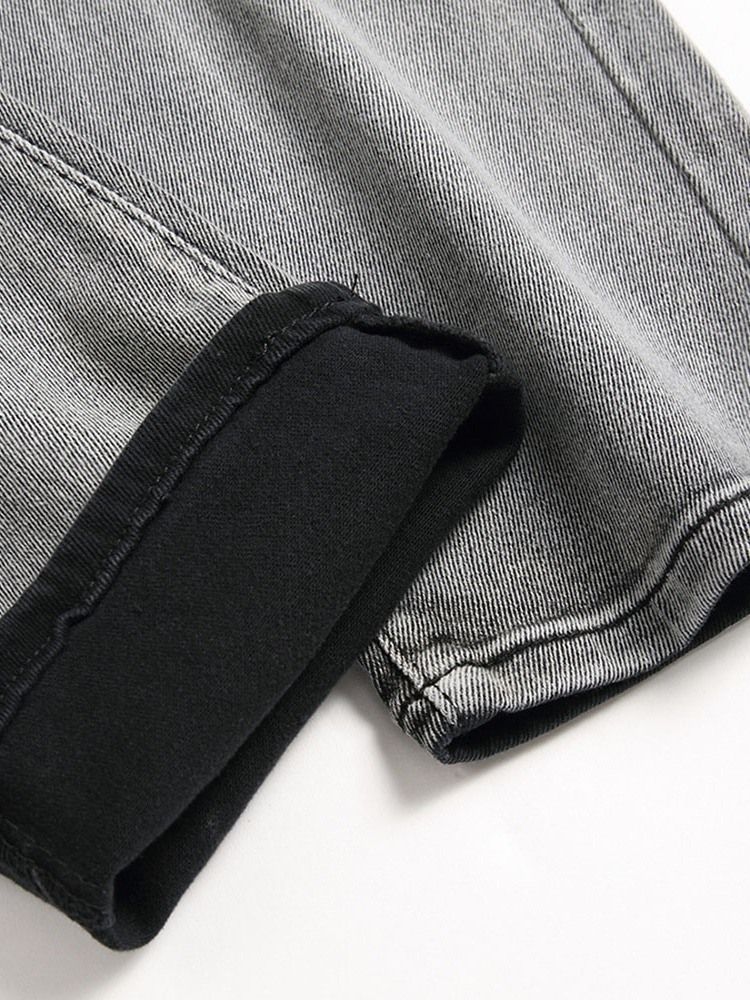 Hål Straight Gradient Zipper Mid Midja Jeans