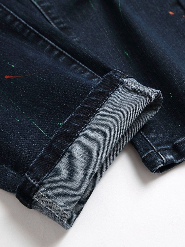 Hål Straight Zipper Men's Jeans