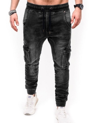 Herr Pocket Pencil Byxor Casual Mid Midja Jeans