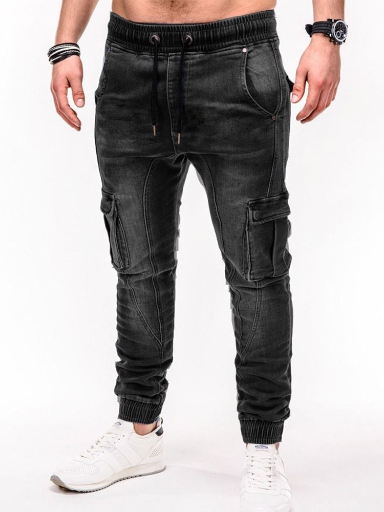 Herr Pocket Pencil Byxor Casual Mid Midja Jeans