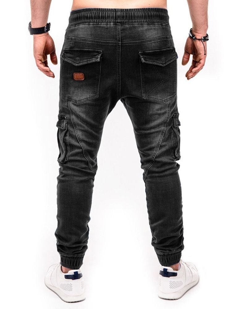 Herr Pocket Pencil Byxor Casual Mid Midja Jeans