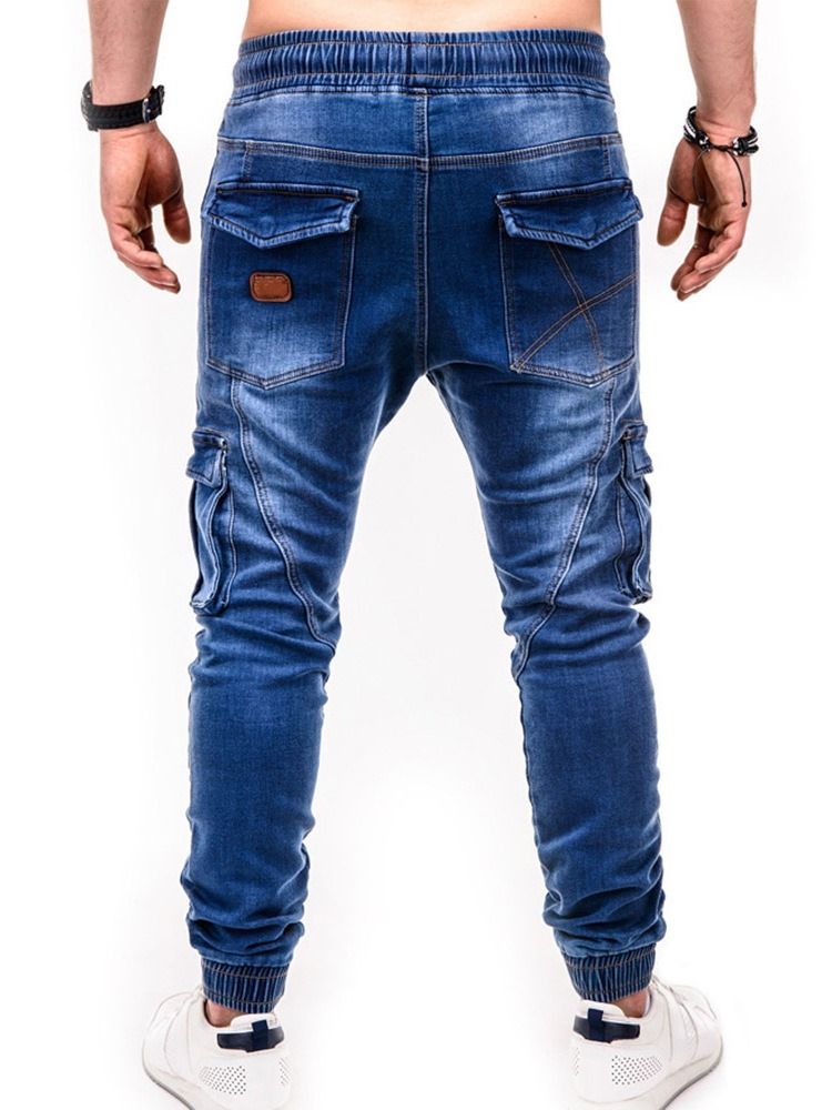 Herr Pocket Pencil Byxor Casual Mid Midja Jeans