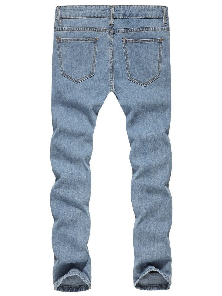 Herrfärg Stänker Color Block Straight Zipper European Jeans