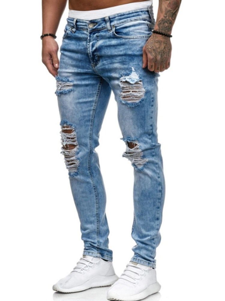 Herrhål Vanligt Blixtlås Med Midja Jeans