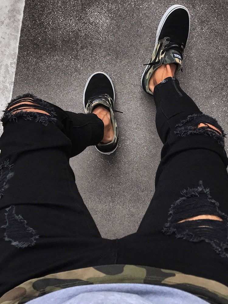 Herrkläder Black Ripped Skinny Jeans