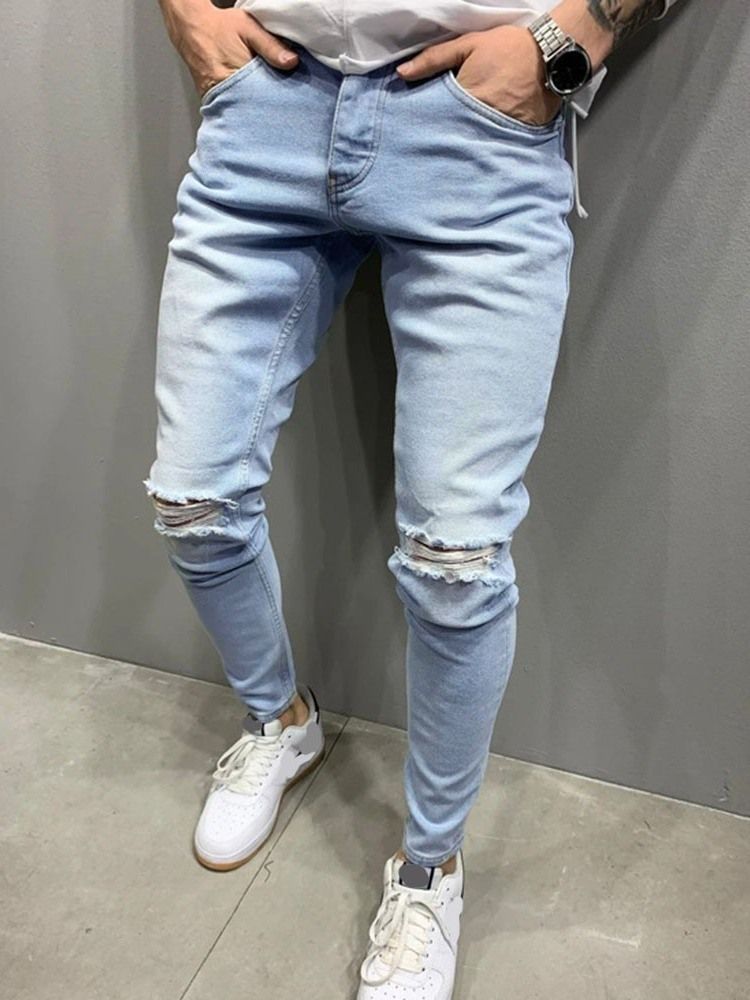 Hole Pencil Byxor Casual Jeans För Män