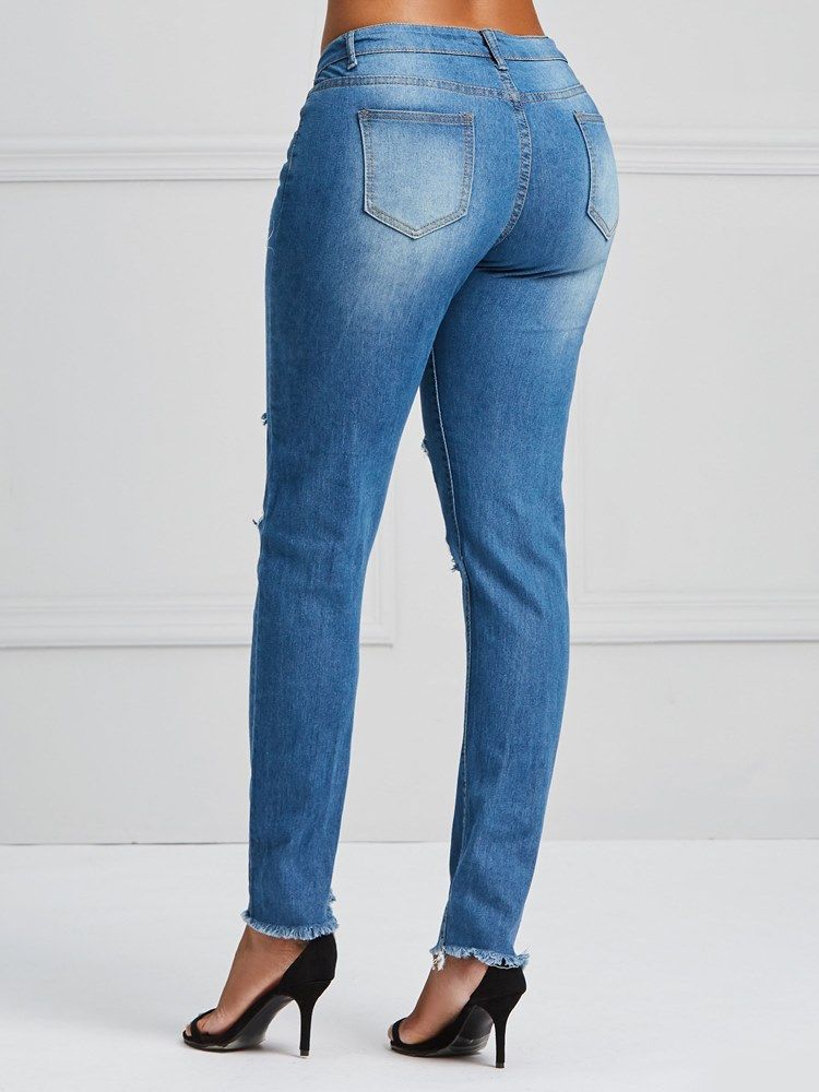 Hole Zipper Skinny Women's Jeans