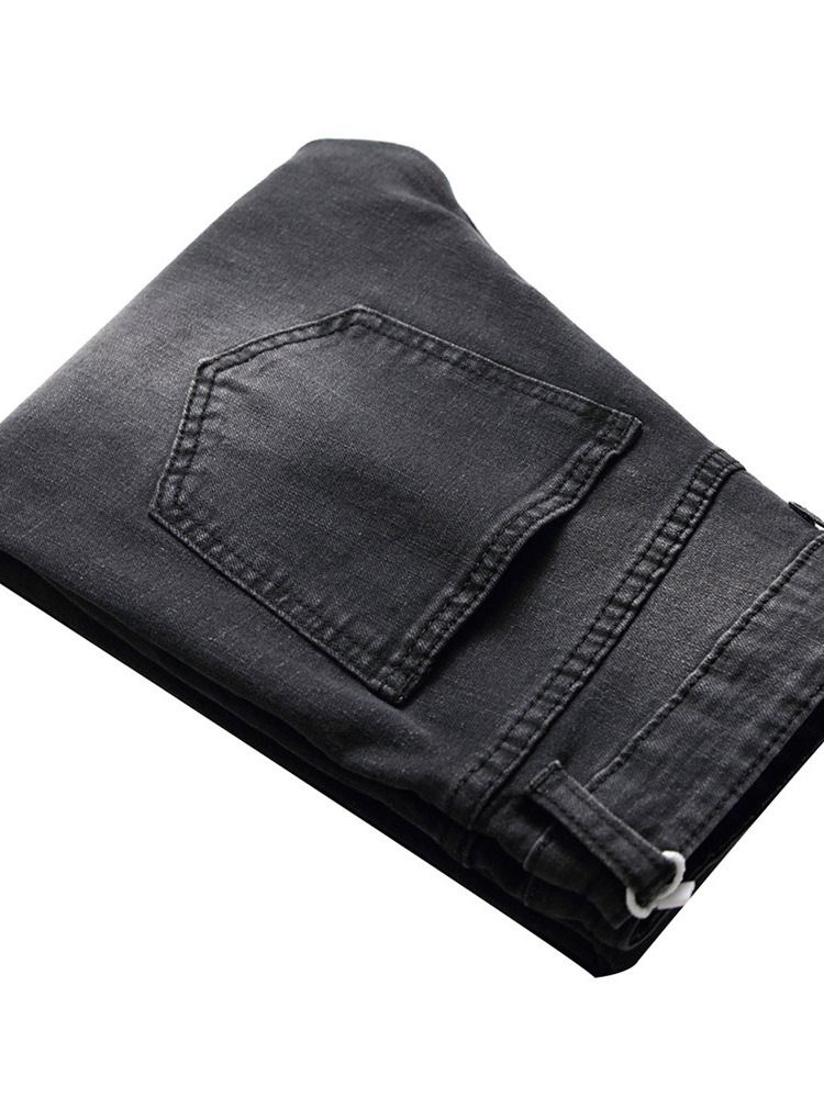 Knapp Färgblock Casual Mäns Midja Jeans