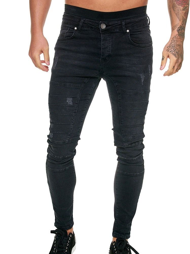 Knapp Plain Pencil Byxor Herr Jeans