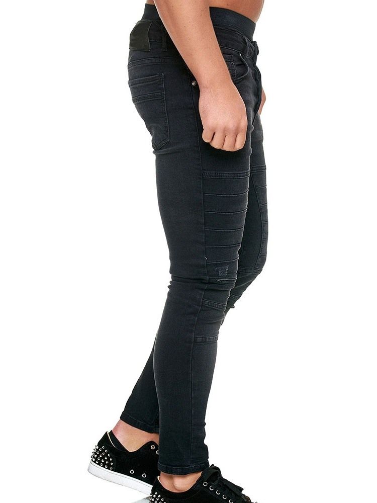 Knapp Plain Pencil Byxor Herr Jeans