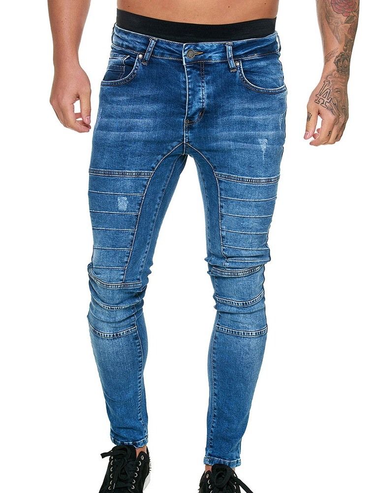 Knapp Plain Pencil Byxor Herr Jeans