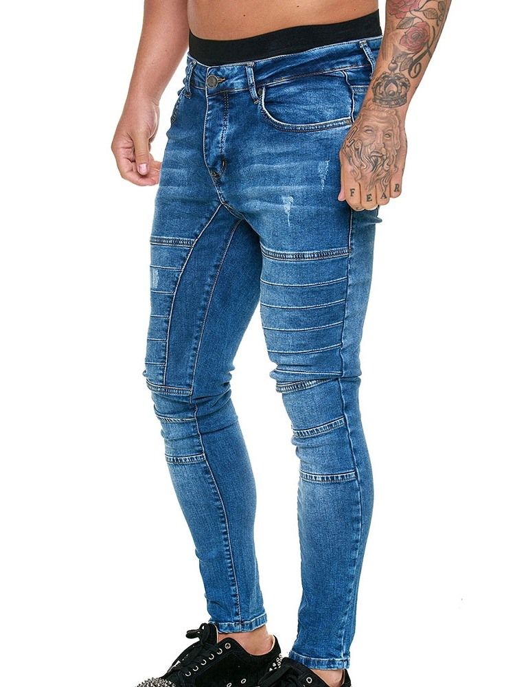 Knapp Plain Pencil Byxor Herr Jeans