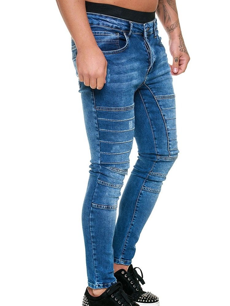 Knapp Plain Pencil Byxor Herr Jeans