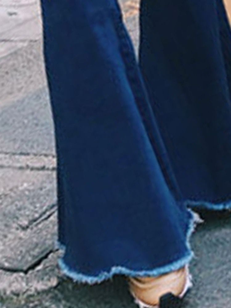 Kvinnors Bellbottoms Slät Jeans Med Hög Midja Och Hög Midja