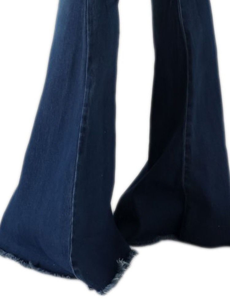 Kvinnors Hål Bellbottoms Dragkedja Slim Jeans