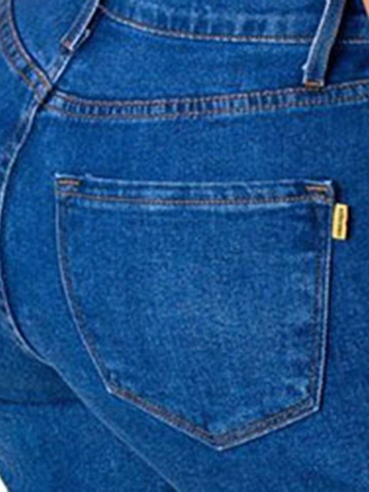 Kvinnors Vanliga Ficka Sexiga Smala Blixtlås Jeans